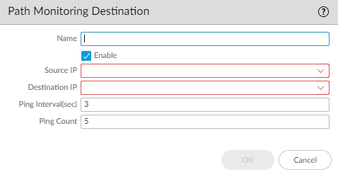Path Monitoring Destination configuration window.